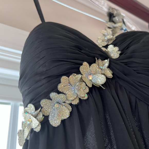 Black Dress with gold flowers. - Picture 3 of 5